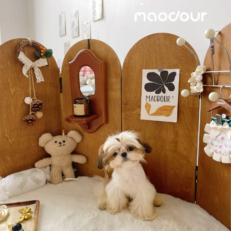 cottagecore pet decor - Vintage Wooden Pet Screen Divider
